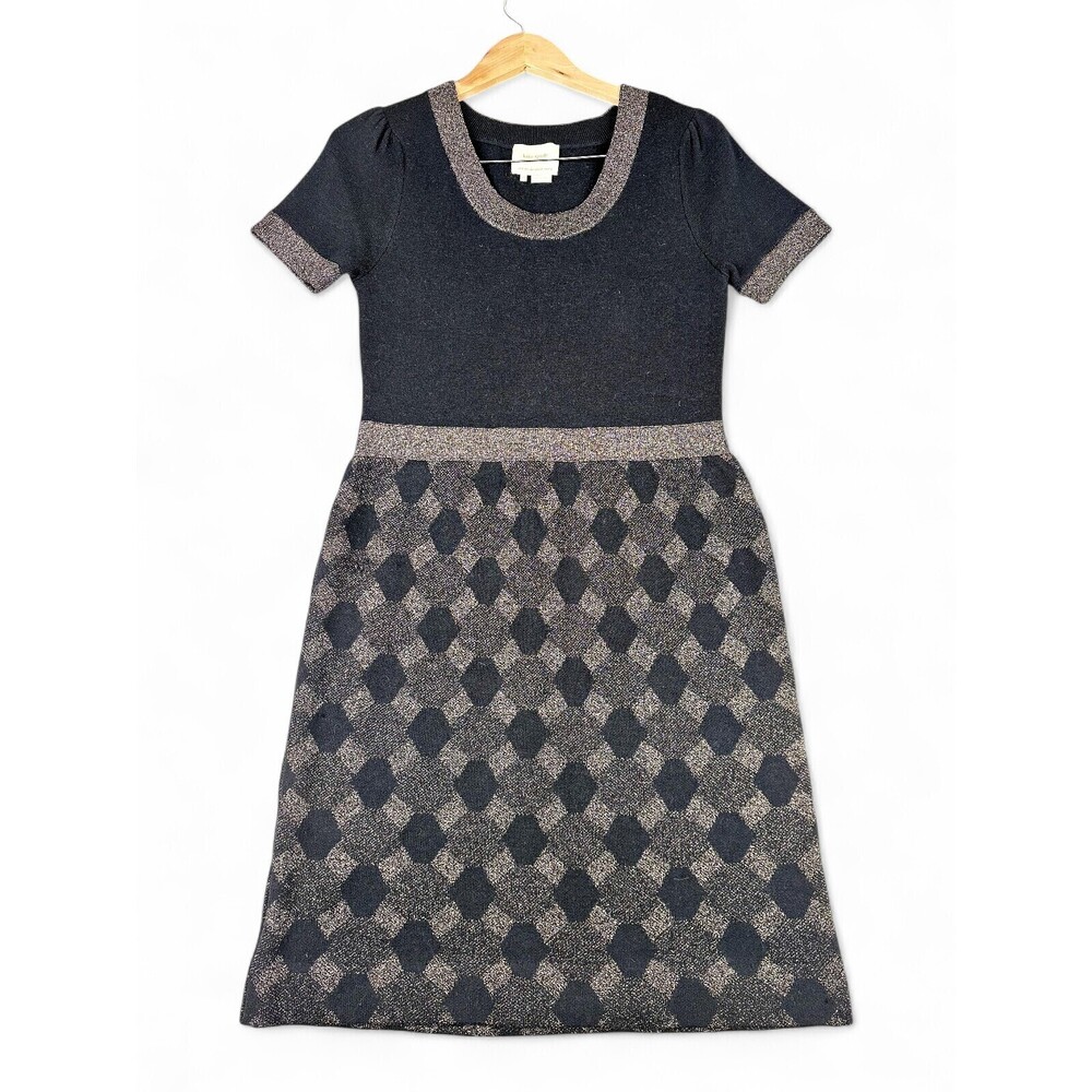 Kate Spade Metallic Knit Midi Dress Sz M - Short Sleeve